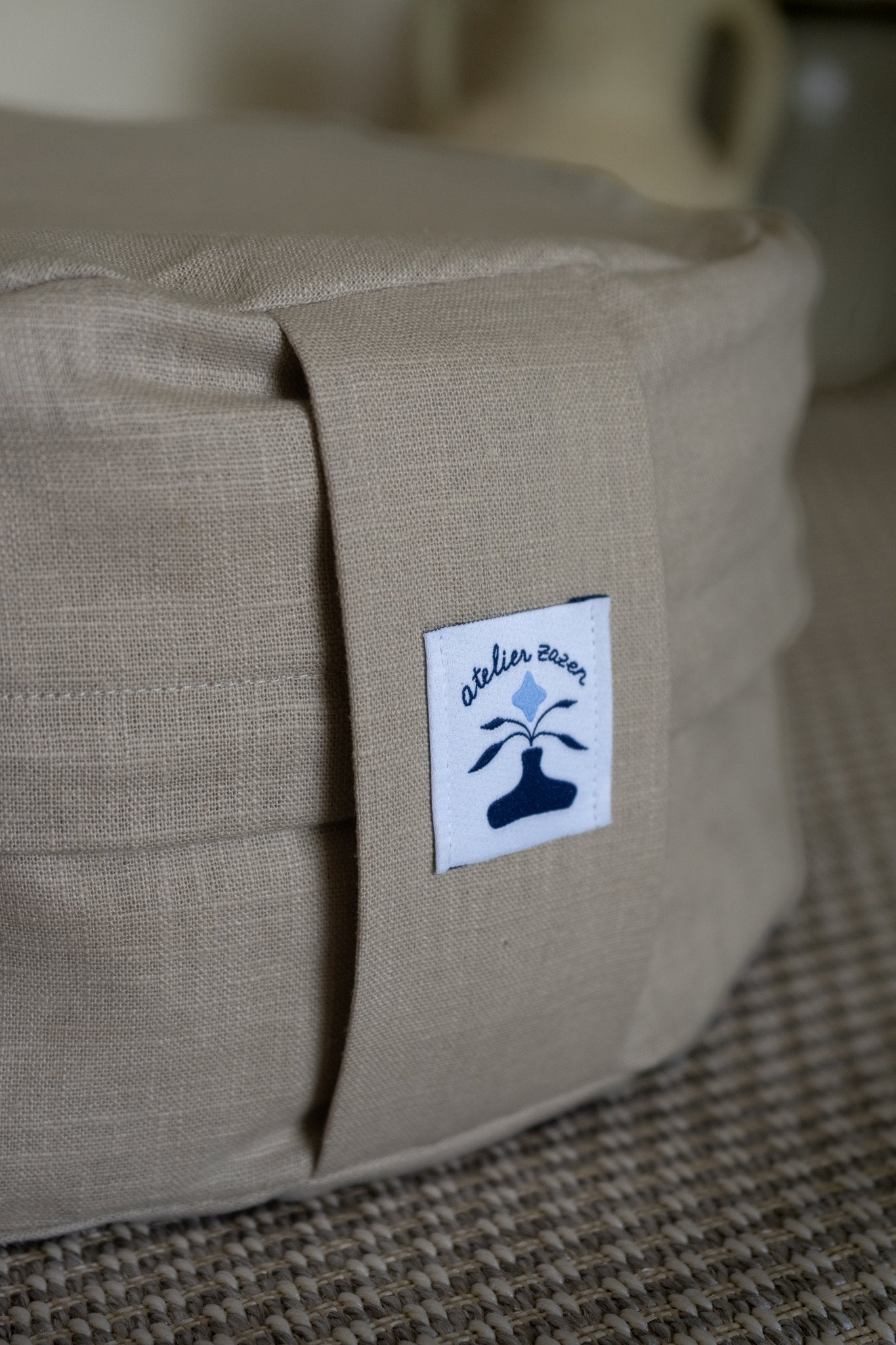 Coussin de méditation en lin et coton - sable