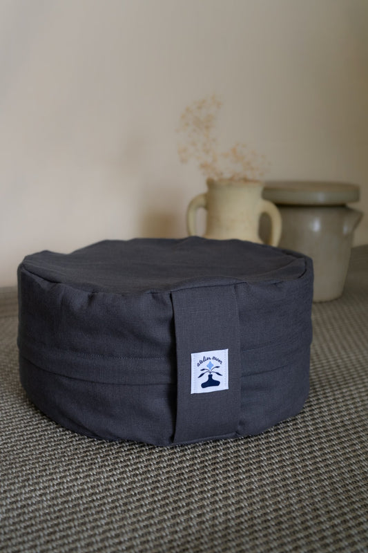 Coussin de méditation en lin et coton - anthracite