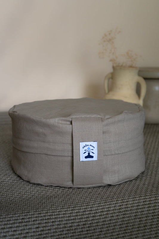 Coussin de méditation en lin et coton - sable