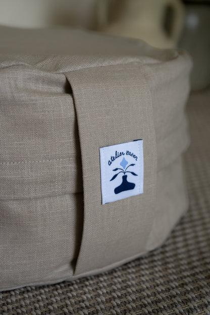 Linen and cotton meditation cushion - sand